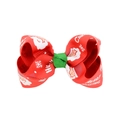 Detail of red Christmas bow hair clip with white Merry Christmas print and Santa patterns - Red Santa Claus HO Print (7)