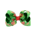 Kerst haarstrik met rood en groen lint voorzien van witte stippen en cadeau patronen - Groene Stip Kerstcadeau Stijl (6)