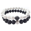 Set di braccialetti con perline da 8mm in pietra lavica e turchese bianco - Howlite e Pietra Lavica