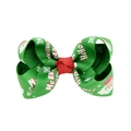 Green Christmas bow clip featuring Santa Claus print and Merry Christmas text for kids - Green Merry Christmas HOHO Print (8)