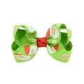 Christmas hair bow for kids featuring Santa Claus prints and Merry Christmas text - Green Santa Merry Christmas Print (9)