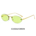 Gafas de sol ovaladas sin montura con varillas de metal dorado y lentes verde claro - Montura Dorada Verde