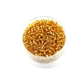 2MM golden glass seed beads for DIY jewelry making in a round transparent box - Gold Champagne