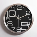 Minimalist silver brushed stainless steel wall clock with large numbers and black dial - 12 Inch 2017 Brushed Metal (Black Dial/White Artistic Numbers)