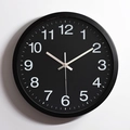 Modern 12-inch black stainless steel wall clock with high contrast white numerals - 12 Inch 2012 Black Frame (Black Dial/White Numbers)