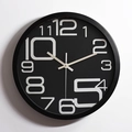Modern 30cm matte black stainless steel wall clock with bold white Arabic numerals - 12 Inch 2017 Black Frame (Black Dial/White Artistic Numbers)