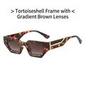 Retro tortoiseshell cat-eye sunglasses with gradient tea lenses and gold metal accents - Leopard Frame Gradient Tea Lens