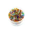 2MM glass seed beads in multiple colors stored in a round transparent plastic container - Multicolor