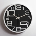 Minimalist 30cm black aluminum silent wall clock with white numerals and frame - 12 Inch 2017 White Frame (Black Dial/White Artistic Numbers)
