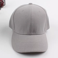 Front view of light grey twill cotton baseball cap with curved brim for sun protection - Adjustable / Light Gray