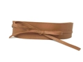 Damen-Bindegürtel aus braunem Kunstleder mit dekorativer Schleife für Kleider und Mäntel - 210cm / Camel