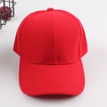 Classic red six-panel baseball cap in twill cotton with a pre-curved brim and button top - Adjustable / Red