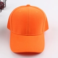 Classic bright orange cotton baseball cap with six-panel design and stitched wide brim - Adjustable / Orange