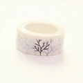 Christmas washi tape featuring black winter branches and silver foil on white paper - Silver Foil Branch D