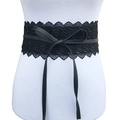 Detaillierte Nahaufnahme eines breiten schwarzen Spitzen-Korsettgürtels mit PU-Leder - Schwarz