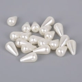 Perle a goccia in ABS bianco sporco per creazione di gioielli fai-da-te e accessori capelli - 8x14mm (50 Pezzi/Confezione) / Beige