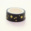 Black Christmas washi tape with gold foil snowflakes and stars for DIY scrapbooking - Gold Foil Star C