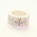 White washi tape featuring elegant black branches and gold foil accents for DIY crafts - Gold Foil Branch D