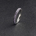 Silver stainless steel ring with light purple zircon stones in a full eternity setting - July (Ruby)