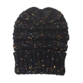 Gorro de punto negro con diseño de confeti, dobladillo acanalado y detalles coloridos - Negro