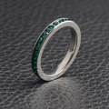 Minimalist titanium steel ring with emerald green cubic zirconia row setting - US 7 / May (Emerald)
