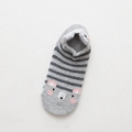 Cute Japanese style striped low-cut cotton socks with gray cartoon bear design - Little Mouse