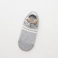 Cute gray cartoon cat socks with white stripes and 3D plush ears on white background - Yellow Ears