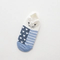 Calcetines bajos de algodón en azul y blanco con cara de gato y estampado de corazones - Con Etiqueta / Gato Corazón