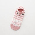 Cute Japanese style 3D animal low cut cotton socks with pink fox ears and stripes - Pink Fox