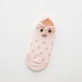 Cute light pink low cut socks with 3D plush pig ears and cartoon face design - Pig