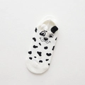 Japanese style white cartoon dog socks with 3D ears and black spots for women - Spotted Dog