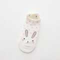 Cute white Japanese style low cut cotton socks with pink polka dots and rabbit pattern - Rabbit