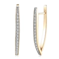 Elegant V-shaped rose gold hoop earrings with double row cubic zirconia pavé setting - 18K Gold Plated