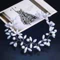Elegante diadema de novia con perlas blancas y alambre plateado para fotos de boda - Blanco