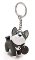 Cartoon husky dog keychain with silver ring and a small round husky name tag - Grey Dog (Husky)