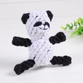 Panda-shaped braided cotton rope pet toy for dog teething in black and white finish - Panda