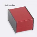 Rectangle watch box with red faux leather finish and black trim for storage - 9.7X7.3X5.5cm / Red Litchi Grain