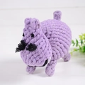 Handwoven purple cotton rope dog toy in hippopotamus shape for teething and chewing - Hippo