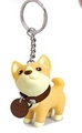 Cute Shiba Inu cartoon keychain in yellow and beige matte PVC with silver metal ring - Yellow Dog (Shiba Inu)