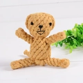 Handwoven khaki cotton rope dog toy in a cute bear shape for pet dental care - Monkey