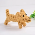 Handwoven ginger yellow cotton rope puppy toy for pet teething and durable chewing play - Dog