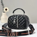 Sac bandoulière matelassé noir avec double zip et bandoulière orange LOVE - Noir