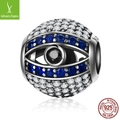 925 sterling silver evil eye charm with blue and clear zircon stones for DIY bracelets - SCC172 Smart Eye
