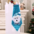 Cravatta natalizia blu con paillettes per animali e orsetto di peluche con cappellino - Regolare - Orso