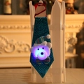 Blue sequin Christmas tie for kids with glowing plush bear and festive LED light - Glowing - Bear