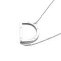 Polished silver stainless steel letter D pendant necklace with crystal zircons - Letter D (KN27453-K)