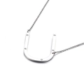 Silver stainless steel necklace with crystal-studded letter U pendant - Letter U (KN27470-K)