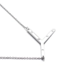 Collier en acier inoxydable argenté poli avec lettre Y et zircons brillants incrustés - Lettre Y (KN27474-K)