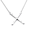 Silver stainless steel necklace with diamond-set letter X pendant and O-chain - Letter X (KN27473-K)