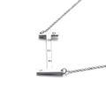 Collier avec pendentif lettre I en argent poli et cinq zircons incrustés sur chaîne - Lettre I (KN27458-K)